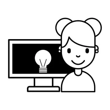 Woman computer creativity 스톡 일러스트