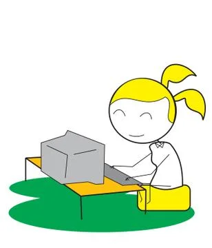 Woman Computer Stock Illustration