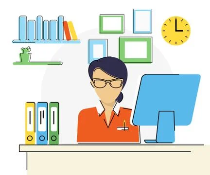 Woman with computer Stock Illustration