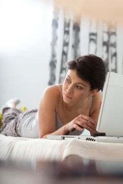 Woman, computer Foto stock
