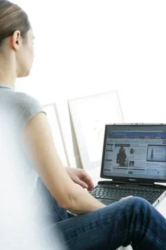 Woman, computer Stock Photos