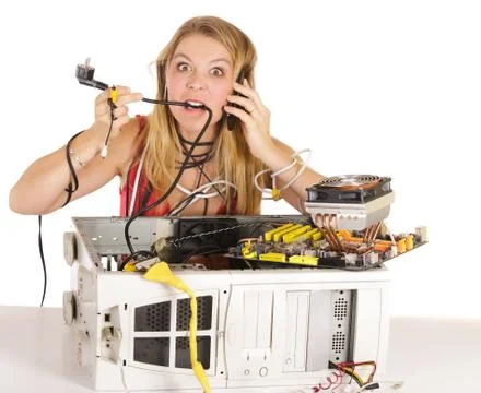 Woman computer problem Stock Photos
