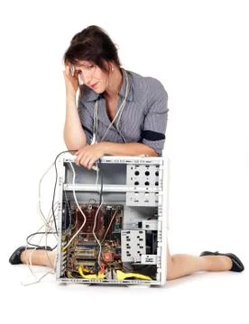 Woman computer problem Stock Photos