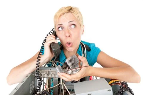 Woman computer problems 库存照片