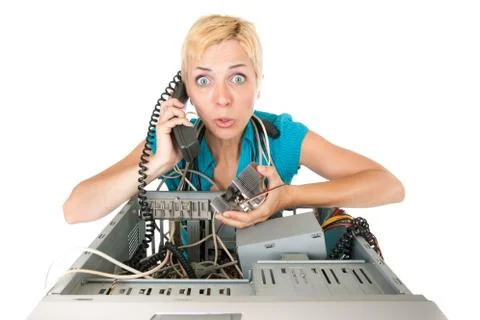 Woman computer problems Stock Photos