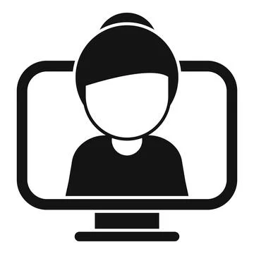 Woman on computer screen working remotely from home office 스톡 일러스트
