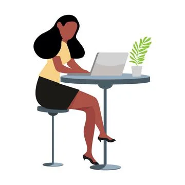 Woman with computer working concept Stock Illustration