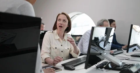 Woman on computing course Stock Footage 86517325