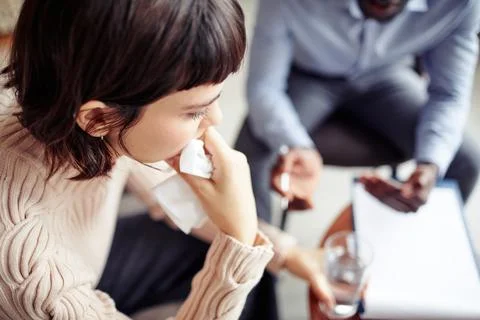 Woman Confessing Problems in Session Foto stock