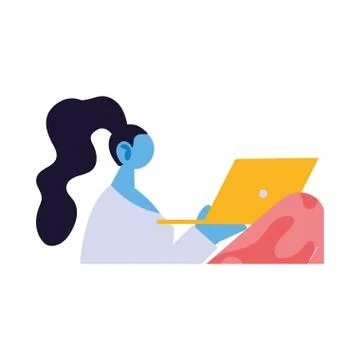 Woman connected online on the computer Stock Illustration