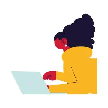 Woman connected online on the computer Illustrazione stock