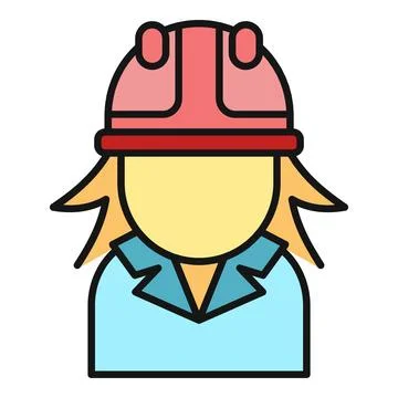 Woman construction worker engineer user avatar icon Stock Illustration