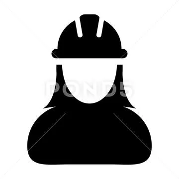 Woman Construction Worker Icon Vector Person Profile Avatar ...