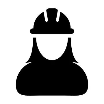 Woman Construction Worker Icon Vector Person Profile Avatar illustration Illustrazione stock