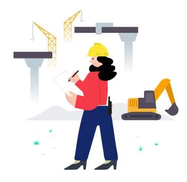 Woman construction worker at work Ilustración de archivo