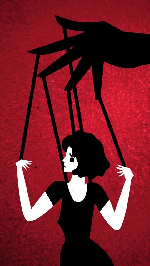Woman controlled like a puppet by a manipulator Stock Footage 342683676