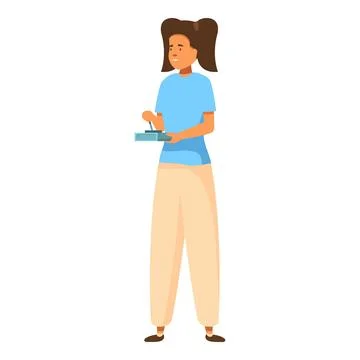 Woman controlling drone with remote controller, modern technology concept Stock Illustration