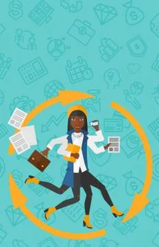 Woman coping with multitasking 스톡 일러스트