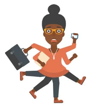 Woman coping with multitasking イラスト素材