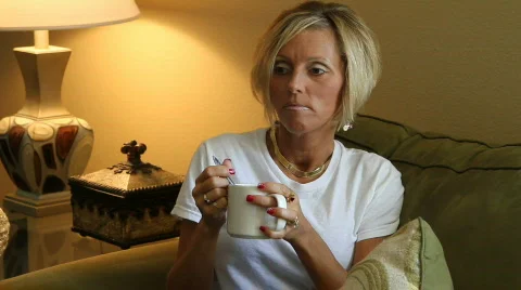 Woman On Couch Thinking Stock Footage 872069