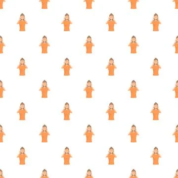 Woman covering ears pattern avoiding loud noise Stock Illustration