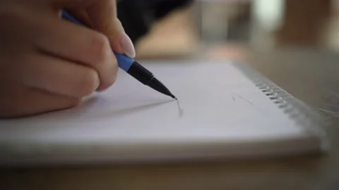 Woman creates a project, plan of apartment renovation on paper Stock Footage 140961327