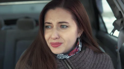 Woman crying in the car Stock Footage 87782853