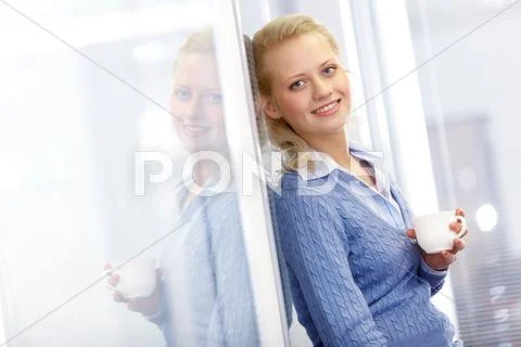 Woman with a cup Stock Photos