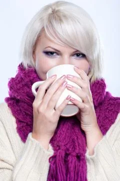 Woman with cup of tee Stock Photos