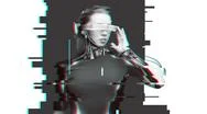 Woman Cyborg With Futuristic Glasses And Sensors Stock Photos