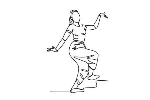 A woman dancing alone Stock Illustration
