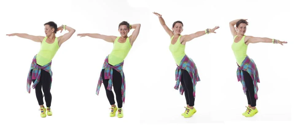 Woman dancing elements on the white background Stock Photos
