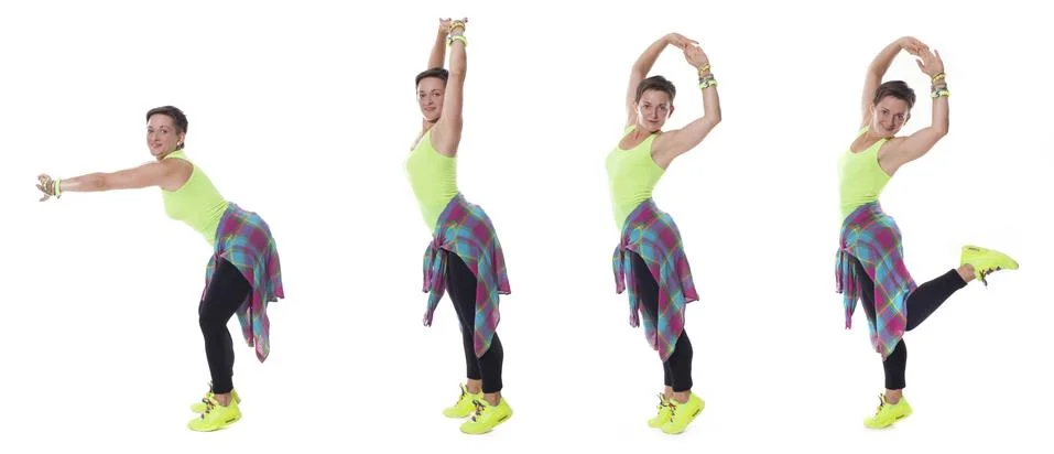 Woman dancing elements on the white background Stock Photos