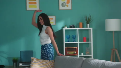 Woman Is Dancing In Flat Stock Footage 164412389