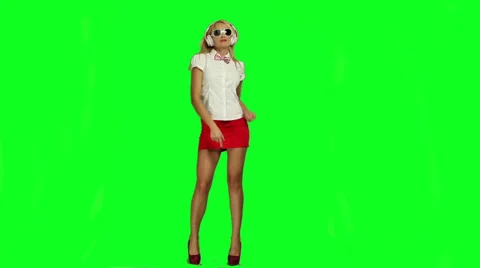 Woman dancing girl greenscreen Stock Footage