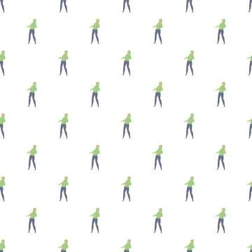 Woman dancing movement repeating pattern design on white Stockillustratie
