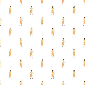 Woman dancing movement in a seamless pattern background Stock Illustration