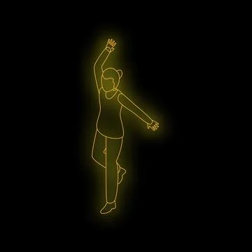 Woman dancing with neon light effect on black background Stock Illustration