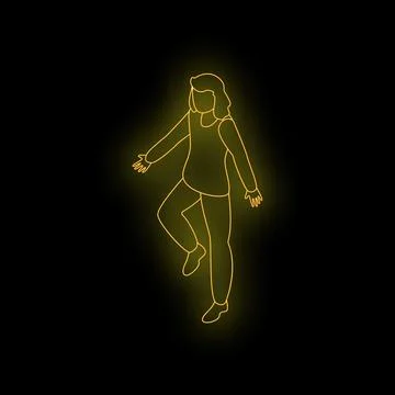 Woman dancing with neon light effect on black background Stock Illustration