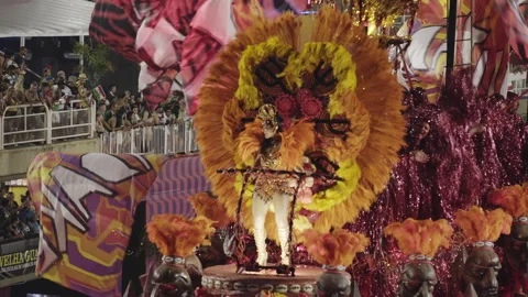 Woman Dancing in top of a Carnival Float at Rio Carnival Parade - Brazil 2022 Stock Footage 188638985