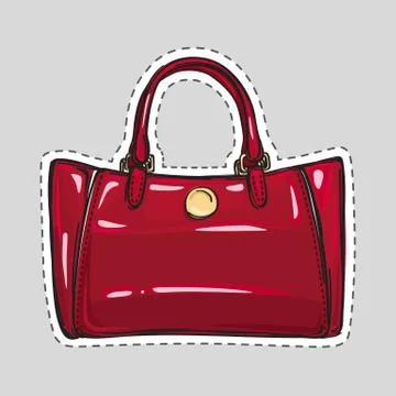 Woman Dark Red Bag Patch in Flat Style Illustrazione stock