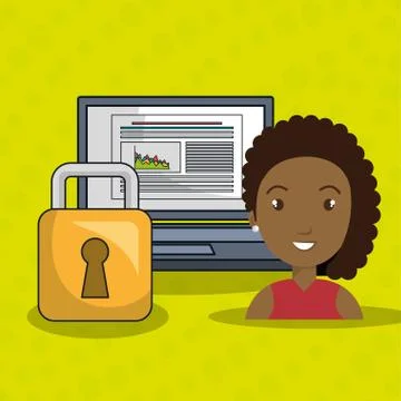 Woman data base laptop Illustrazione stock