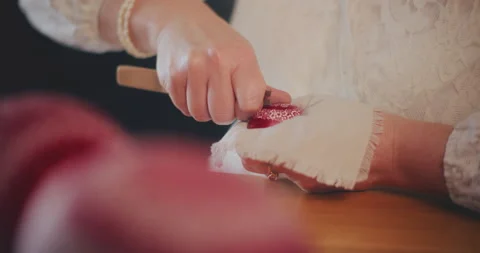 Woman decorating Traditional Easter Eggs Using Old Traditional Technique. Stock Footage 240000892