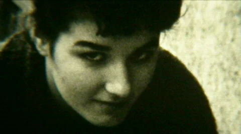 Woman Deep Look 1 - Vintage 8mm Film footage Stock Footage