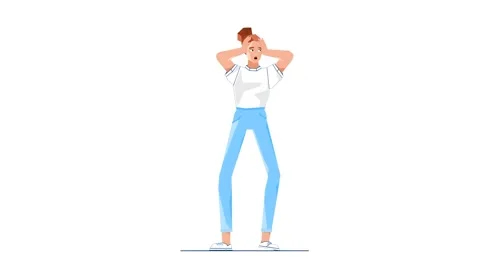 Woman in Despair Looking Around While Holding Her Head with Hands 2D Animatio Vidéo 277486833