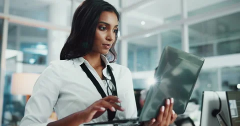Woman, developer and typing on laptop in office for research, programming and Stock Footage 309069894