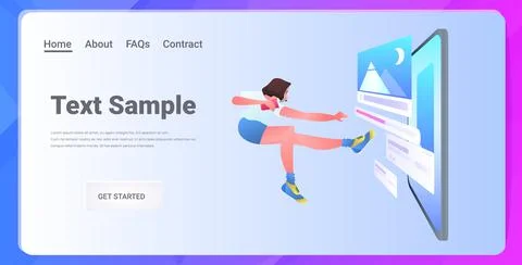 Woman developer creating mobile website ui web application development program Illustrazione stock