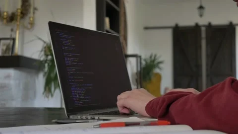 Woman developer working with computer at home office, closeup view on hands Stock Footage 162194670