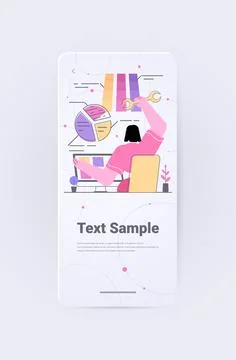 Woman developing financial computer application designer working on user 스톡 일러스트