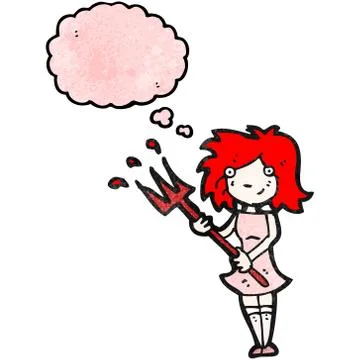 Woman with devil pitchfork Stock Illustration